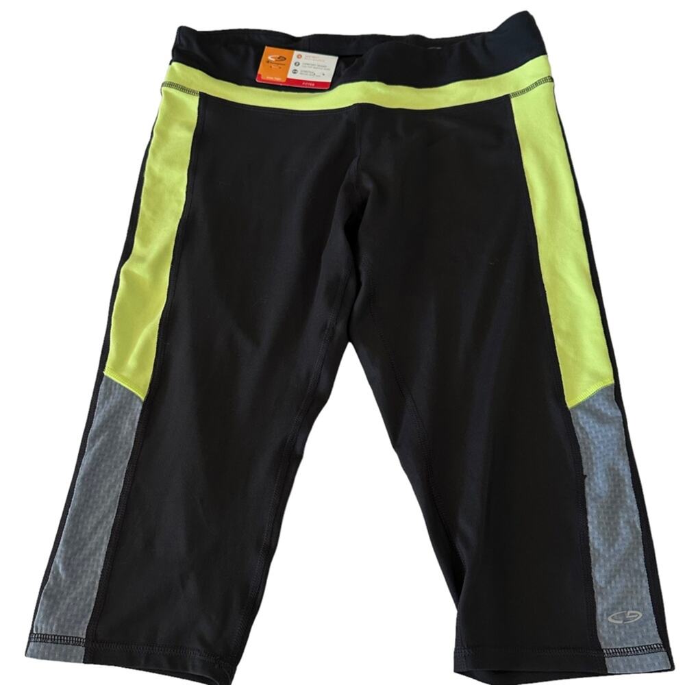 Champion‎ short cropped capri leggings. Black gray yellow size large L